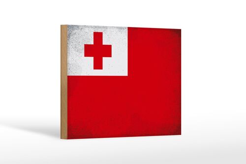 Holzschild Flagge Tonga 18x12 cm Flag of Tonga Vintage Dekoration