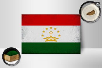 Panneau en bois drapeau Tadjikistan 18x12cm décoration vintage Tadjikistan 2