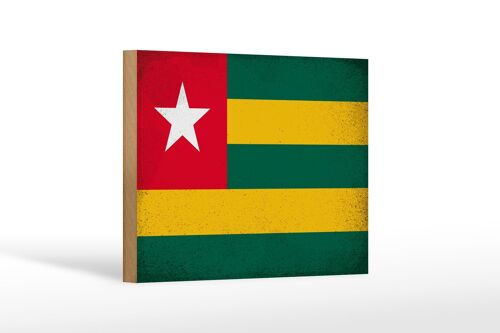 Holzschild Flagge Togo 18x12 cm Flag of Togo Vintage Dekoration