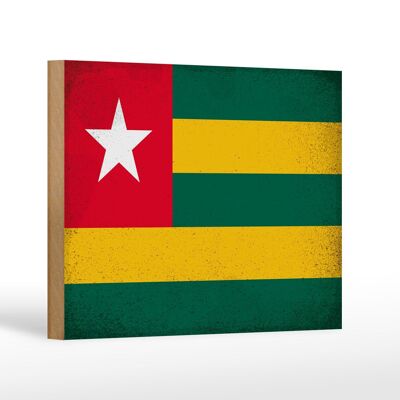 Letrero de madera bandera Togo 18x12 cm Bandera de Togo decoración vintage