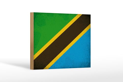 Holzschild Flagge Tansania 18x12 cm Flag Tanzania Vintage Dekoration