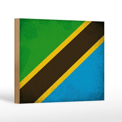 Cartello in legno bandiera Tanzania 18x12 cm Bandiera Tanzania decorazione vintage