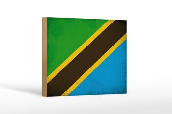 Panneau en bois drapeau Tanzanie 18x12 cm Drapeau Tanzanie décoration vintage 1