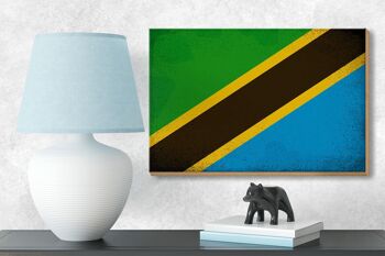 Panneau en bois drapeau Tanzanie 18x12 cm Drapeau Tanzanie décoration vintage 3