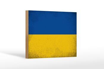 Panneau en bois drapeau Ukraine 18x12 cm Drapeau de l'Ukraine décoration vintage 1