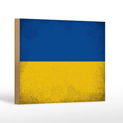 Holzschild Flagge Ukraine 18x12 cm Flag of Ukraine Vintage Dekoration