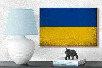 Panneau en bois drapeau Ukraine 18x12 cm Drapeau de l'Ukraine décoration vintage 3