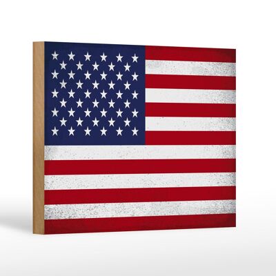 Cartello in legno bandiera Stati Uniti 18x12 cm bandiera decorazione vintage