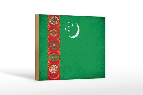 Holzschild Flagge Turkmenistan 18x12cm Flag Vintage Dekoration