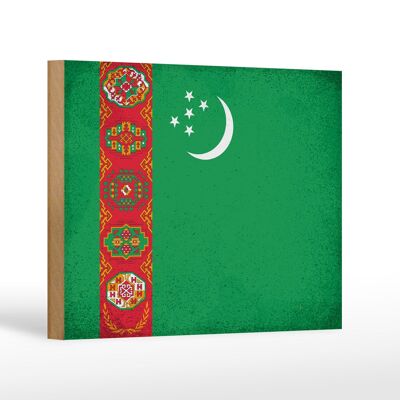 Letrero de madera Bandera de Turkmenistán 18x12cm Bandera Decoración Vintage