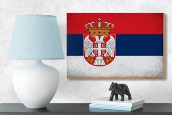 Panneau en bois drapeau Serbie 18x12 cm Drapeau de la Serbie décoration vintage 3