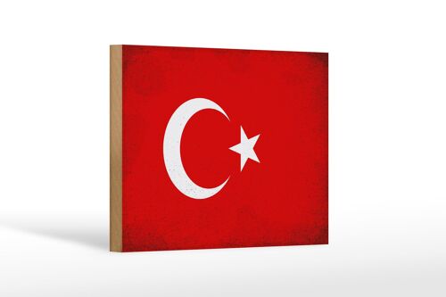 Holzschild Flagge Türkei 18x12 cm Flag of Turkey Vintage Dekoration