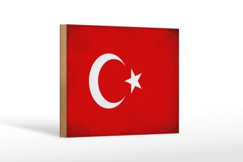 Drapeau en bois Türkiye 18x12 cm, drapeau de la Turquie, décoration vintage 1