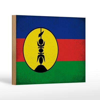 Holzschild Flagge Neukaledonien 18x12 cm Flag Vintage Dekoration