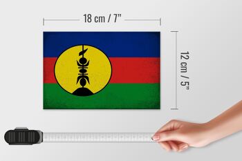Panneau en bois drapeau Nouvelle Calédonie 18x12 cm drapeau décoration vintage 4