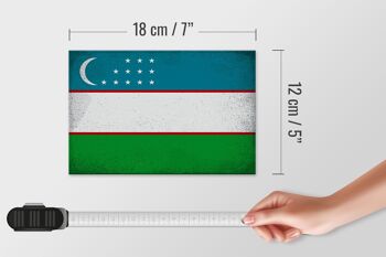 Panneau en bois drapeau Ouzbékistan 18x12 cm Décoration vintage Ouzbékistan 4