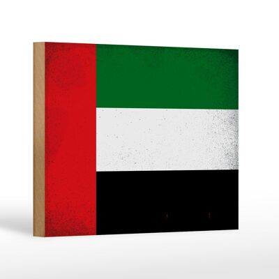 Holzschild Flagge Arabische Emirate 18x12 cm Flag Vintage Dekoration