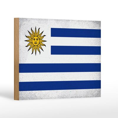 Cartello in legno bandiera Uruguay 18x12 cm Bandiera dell'Uruguay decorazione vintage