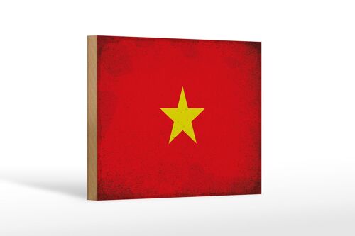 Holzschild Flagge Vietnam 18x12 cm Flag of Vietnam Vintage Dekoration