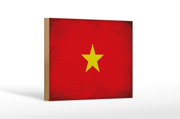 Panneau en bois drapeau Vietnam 18x12 cm Drapeau du Vietnam décoration vintage 1