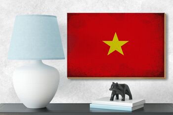Panneau en bois drapeau Vietnam 18x12 cm Drapeau du Vietnam décoration vintage 3