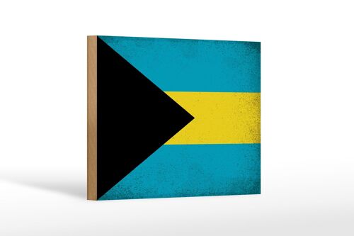 Holzschild Flagge Bahama 18x12 cm Flag of Bahamas Vintage Dekoration