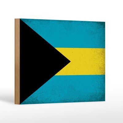 Holzschild Flagge Bahama 18x12 cm Flag of Bahamas Vintage Dekoration