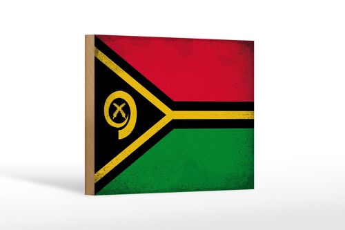 Holzschild Flagge Vanuatu 18x12 cm Flag of Vanuatu Vintage Dekoration