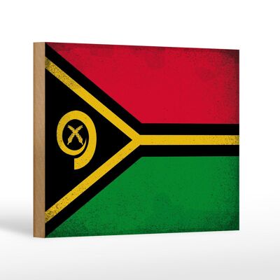 Cartello in legno bandiera Vanuatu 18x12 cm Bandiera di Vanuatu decorazione vintage