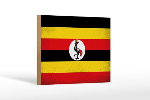 Holzschild Flagge Uganda 18x12 cm Flag of Uganda Vintage Dekoration