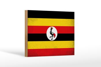 Panneau en bois drapeau Ouganda 18x12 cm Drapeau de l'Ouganda décoration vintage 1