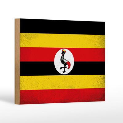 Holzschild Flagge Uganda 18x12 cm Flag of Uganda Vintage Dekoration