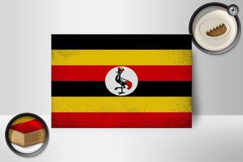 Panneau en bois drapeau Ouganda 18x12 cm Drapeau de l'Ouganda décoration vintage 2