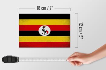Panneau en bois drapeau Ouganda 18x12 cm Drapeau de l'Ouganda décoration vintage 4