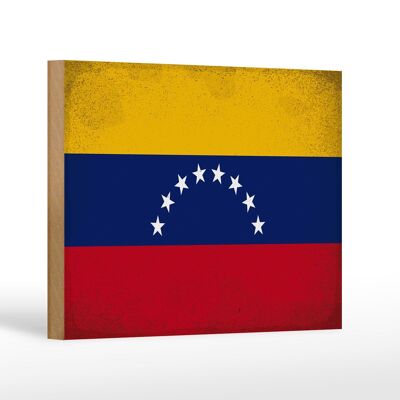 Holzschild Flagge Venezuela 18x12cm Flag Venezuela Vintage Dekoration