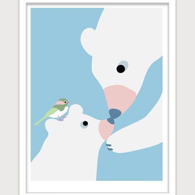 Poster für das Kinderzimmer: Blauer Bär. Künstler: Alice RICARD 30x40