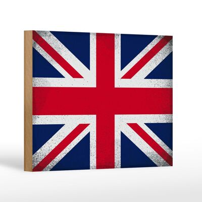 Cartello in legno bandiera Union Jack 18x12 cm Regno Unito decorazione vintage