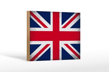Panneau en bois drapeau Union Jack 18x12cm Royaume-Uni décoration vintage 1