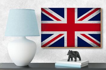 Panneau en bois drapeau Union Jack 18x12cm Royaume-Uni décoration vintage 3