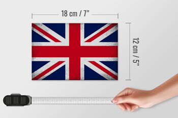 Panneau en bois drapeau Union Jack 18x12cm Royaume-Uni décoration vintage 4