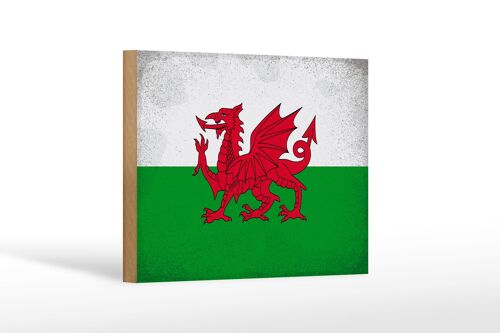 Holzschild Flagge Wales 18x12 cm Flag of Wales Vintage Dekoration