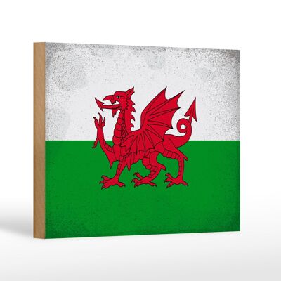 Holzschild Flagge Wales 18x12 cm Flag of Wales Vintage Dekoration