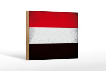 Panneau en bois drapeau Yémen 18x12 cm Drapeau du Yémen décoration vintage 1