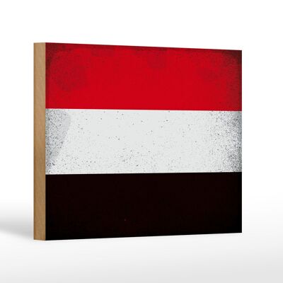 Holzschild Flagge Jemen 18x12 cm Flag of Yemen Vintage Dekoration