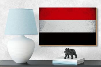 Panneau en bois drapeau Yémen 18x12 cm Drapeau du Yémen décoration vintage 3
