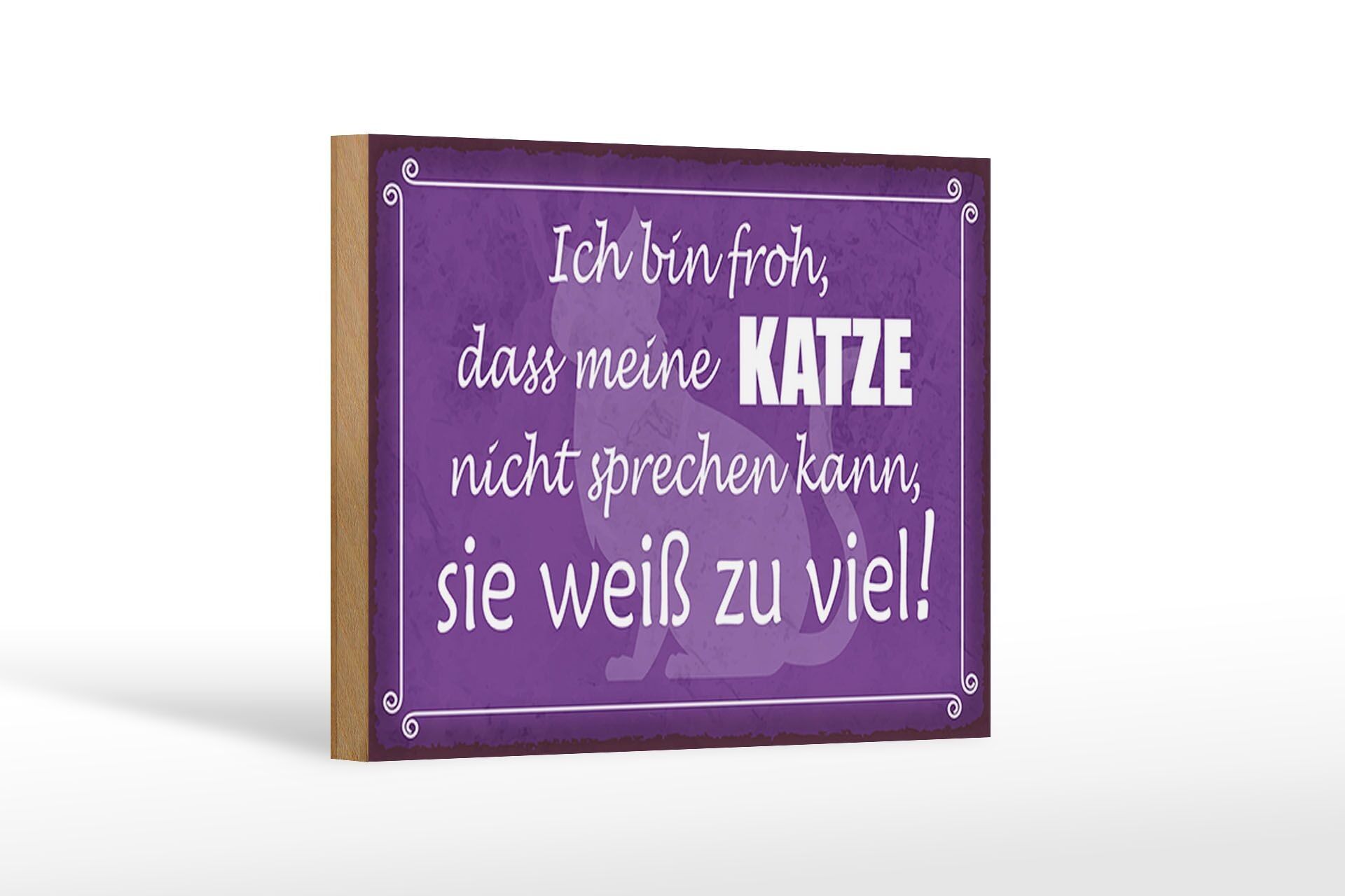 Cartello in legno con scritta "Felice il mio gatto non parla" 18x12 cm. Decorazione