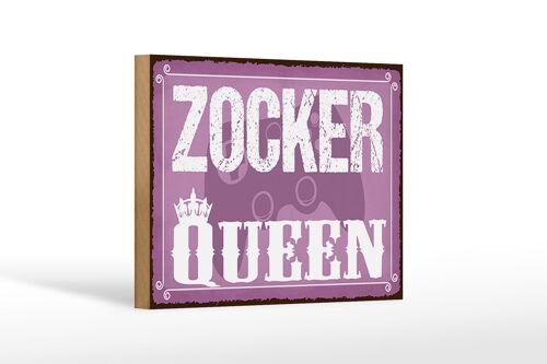 Holzschild Spruch 18x12 cm Zocker Queen Gamer Dekoration