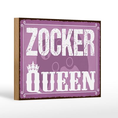 Cartello in legno con scritta 18x12 cm decorazione Zocker Queen Gamer