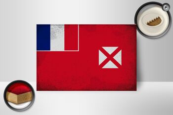 Panneau en bois drapeau Wallis et Futuna 18x12cm Wallis décoration vintage 2