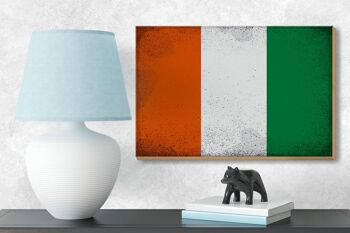 Panneau en bois drapeau Côte d'Ivoire 18x12 cm Décoration vintage Côte d'Ivoire 3
